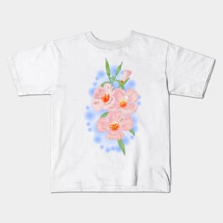 Blossom Bliss: Dive into Radiance with our Pink Floral Symphony Kids T-Shirt